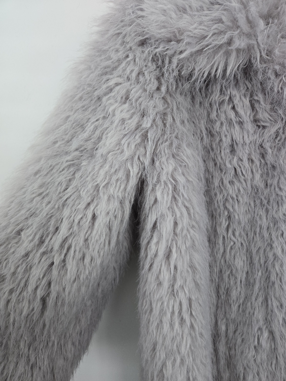 ET CLET Faux Fur Oversized Sailor Collar Coat Grey Size Medium/Large. - Picture 3 of 9